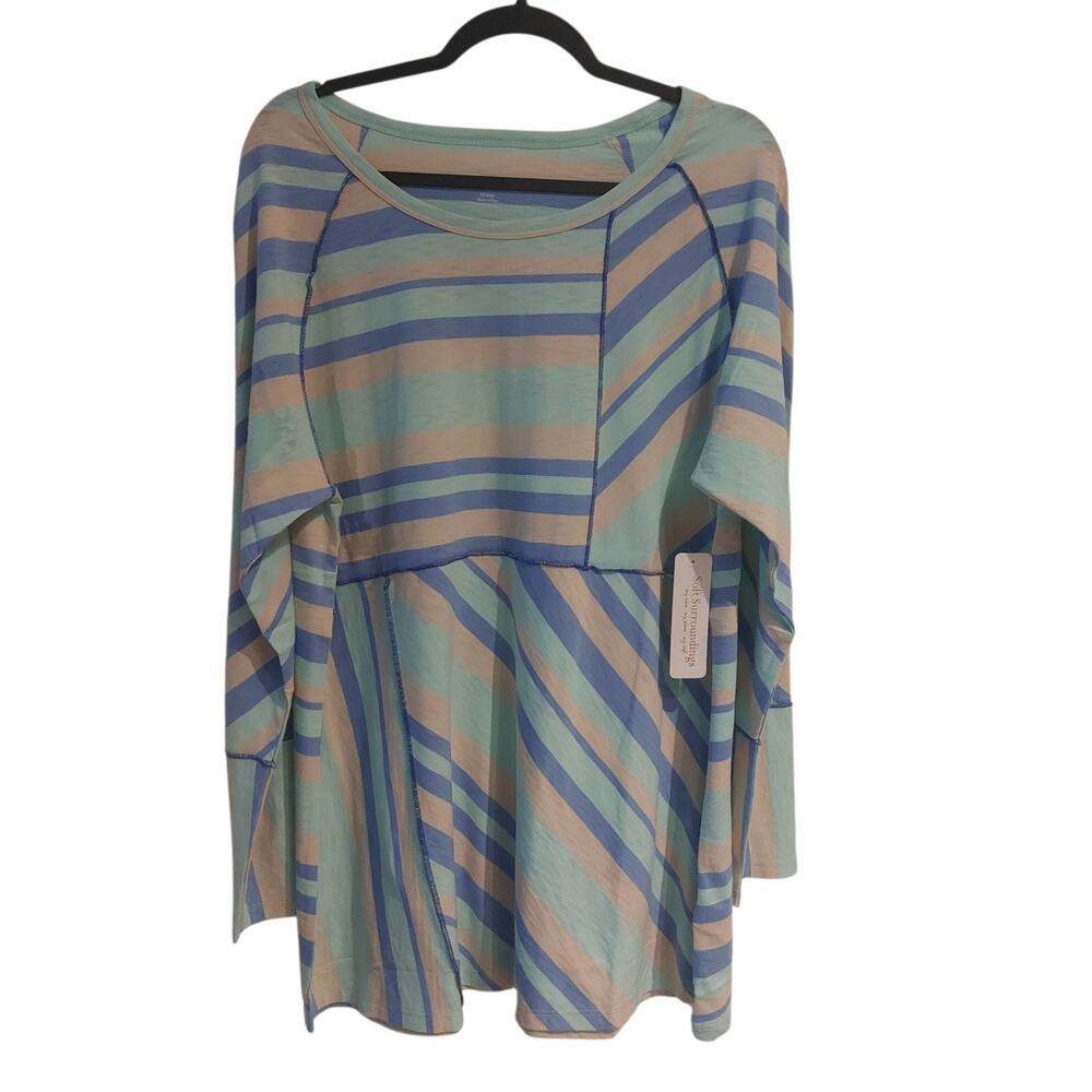 NWT Soft Surroundings Pastel Lagenlook Pima Cotton Tunic Top Shirt Size XL